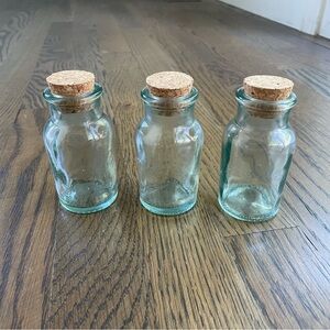 Set of 3 Small Corked Glass Containers